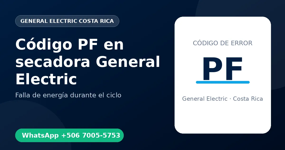 Código PF en secadora General Electric